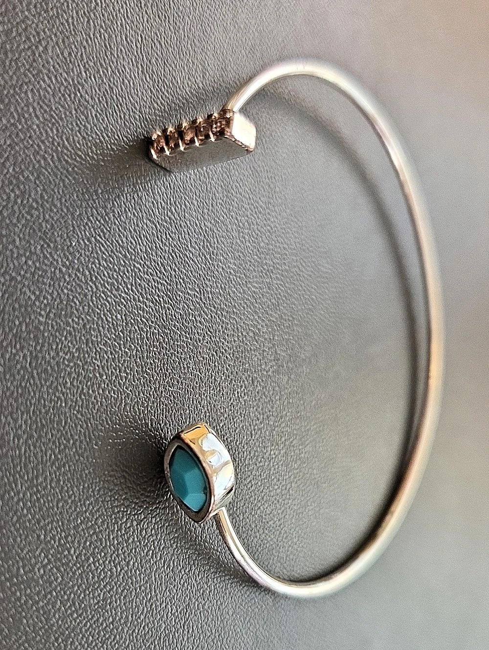 Jules Smith Silver Crystal Bar & Turquoise Stone Cuff Bracelet